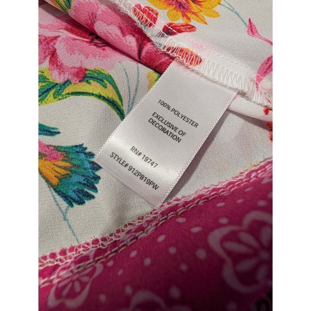 Pioneer Woman Pink Flounce Sleeve Topper Chinoserie Birds Boho Kimono L/XL NWT - Picture 10 of 15